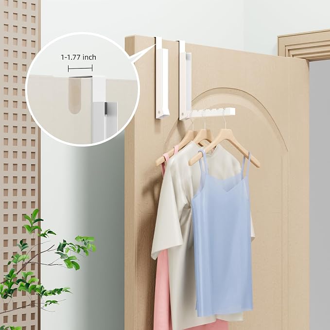 BAKON Over The Door Hanger Folding Clothes Drying Rack, Folding Hanging Coat Rack for Indoor Laundry Room Compact Small Space Foldable Portable Clothing Hanger Hook Collapsible- 2 Pack - Image 3