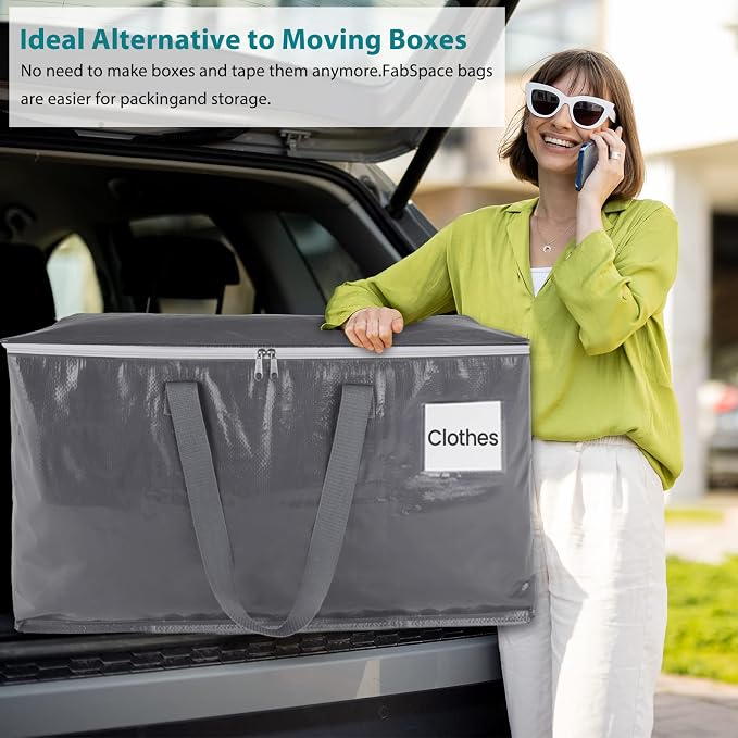 Fabspace Heavy Duty Moving Bags, 125L Collapsible Storage Totes, 8-Pack - Image 5