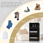 3-Shelf Hanging Closet Organizer, Washable Foldable Storage Shelves, Black | Front lip keeps items secure; side pockets add room; Oxford fabric handles towels, shirts, baby items, dorms, RVs or travel. - Image 8
