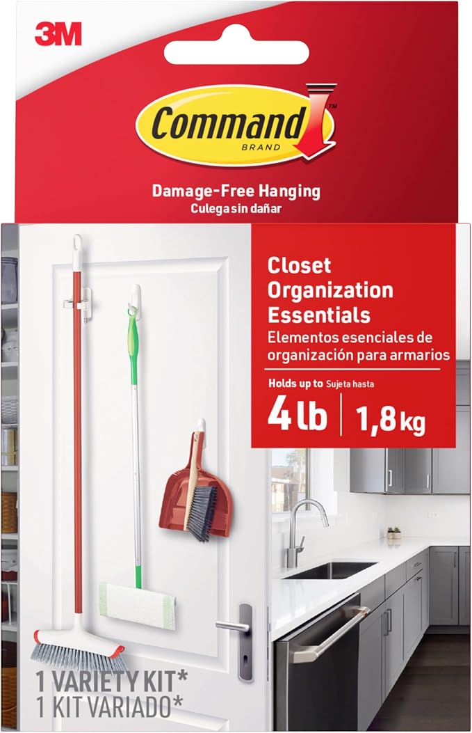 Command Closet Organization Essentials, 3 Hooks, 4 Strips by Unknown