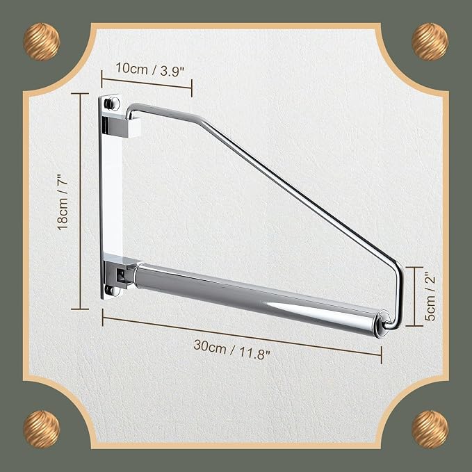 NEWRAIN Laundry Hanger, Wall Mounted Clothes Hanger with Swing Arm Holder Brass Hanging Drying Rack Space Saver,Chrome - Image 7