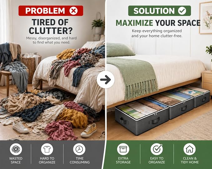 Under Bed Storage Containers 90L, Set of 4 Bags - Image 2