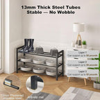 Expandable Metal Shoe Rack for Closet & Entryway, Shoe Storage Organizer | 2 Tier • Adjustable Width • Holds 6–9 Pairs • Heavy-Duty Steel • Space-Saving Design • Easy Assembly - Image 6
