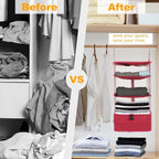 Surblue Hanging 3-Shelf Closet Organizer Pocket Collapsible Washable Oxford Fabric with 2 Hooks (XL 17.71 * 11.81 * 20in, Rose) - Image 9