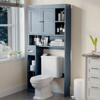 Over The Toilet Storage Cabinet with 7 Shelves, Imitation Walnut Grain Above Toilet Bathroom Organizer with Toilet Paper Holder Stand, Space Saver for Restroom, Laundry, Bathroom (Navy Blue) by Nivisre