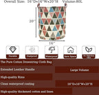 Waterproof Laundry Hamper Collapsible Laundry Basket Leather Handle Laundry Bag Large Clothes Storage Toy Organization for Bathroom Bedroom Laundryroom College Dorms (Caisanjiao-002) - Image 2