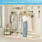 Alise Clothes Drying Rack Wall Mounted,Foldable Coat Hanger Black,1P - Image 2