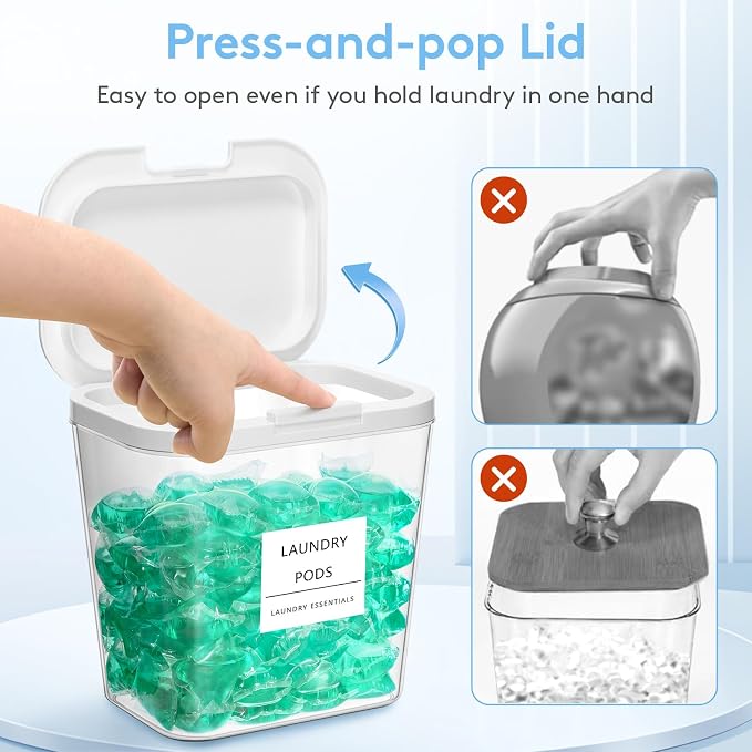 Lifewit Laundry Pods Container with Pop-up Lid, 0.72gal, 3 Pcs - Image 2