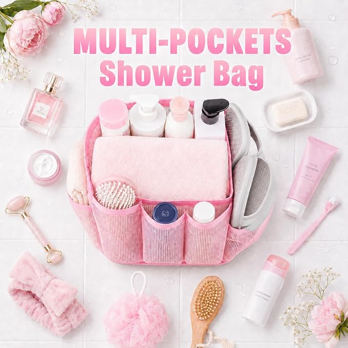 Mesh Shower Caddy Portable - 9 Pockets for College Dorm Room Essential - Image 4