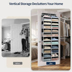 Yecaye 6 Tier Over The Door Organizer, Door Organizer with 12 Compartments | 20" W, Extra Large Behind Door Storage With 12 Side Pockets, 80lbs Heavy Duty, Clear Window, for Closet Bedroom Pantry, Black - Image 7