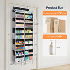 Yecaye 5 Tier Over The Door Organizer, Door Organizer with 10 Compartments | 20" W, Extra Large Behind Door Storage With 10 Side Pockets, 80lbs Heavy Duty, Clear Window, for Closet Bedroom Pantry, Black - Image 2