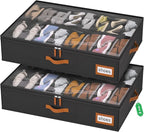 homyfort Shoe Organizer Under Bed, Fits 32 Pairs, Under bed Shoe Storage Boxes with Study Handles and Clear Cover, zapateras organizer for shoes, set of 2 by homyfort
