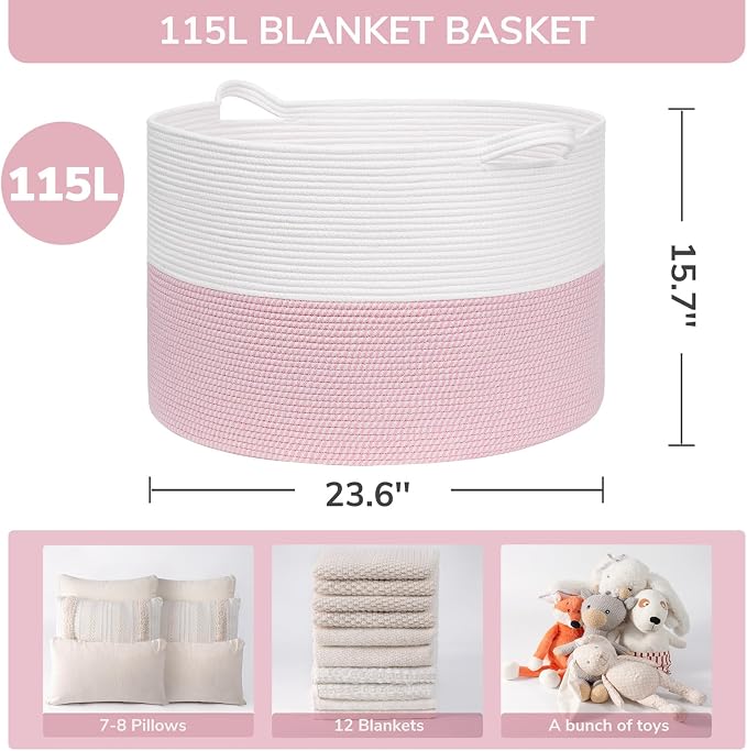 INDRESSME 115L Extra Large Pink Laundry Basket for Stuffed Animal Storage - Image 2