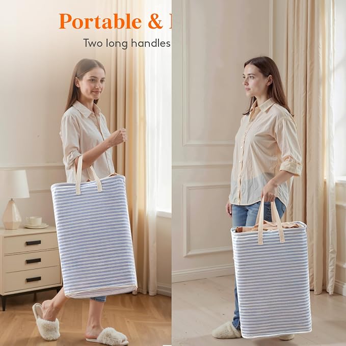Lifewit 75L Large Collapsible Laundry Basket with Extended Handles, Blue - Image 4