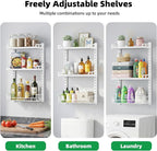 Kalrin 3 Tier Bathroom Shelves Over Toilet - Wall Mounted Floating Shelves with Drain Basket, Toilet Paper Storage, Height Adjustable Over The Toilet Storage, Pure White - Image 7