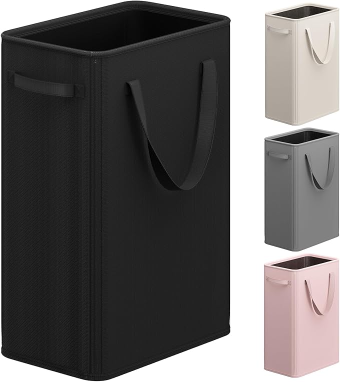 Optish 75L Slim Laundry Hamper, Large Laundry Basket With Handles, Black Narrow Laundry Basket for Dorm, Bedroom, Living Room, Collapsible Laundry Hamper by Optish