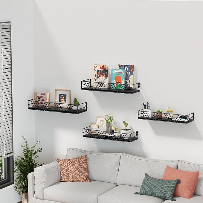 Amaoot Floating Shelves for Wall Set of 4, Wall Shelf Wood Floating Shelf - Image 2