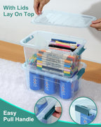 Storage Bins with Lids 6 Pack Clear Storage Containers, 7 Quart Stackable Plastic Containers with Secure Buckle Latch, Durable Storage Box Organizer for Pantry, Closet, Office & Classroom, Blue - Image 5