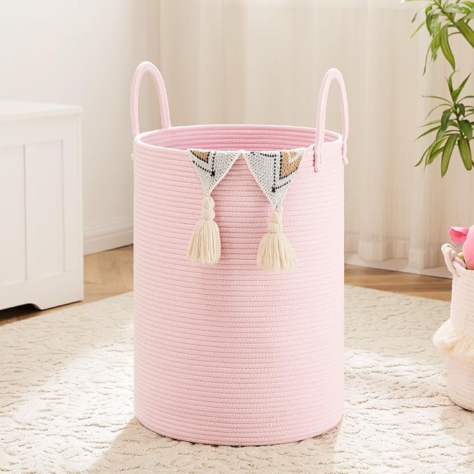Artfeel Laundry Basket,Woven Cotton Rope Laundry Hamper,80L for Decorative Storage of Dirty Clothes,Toys and Blankets in Bathroom,Baby Room and Living Room by Artfeel