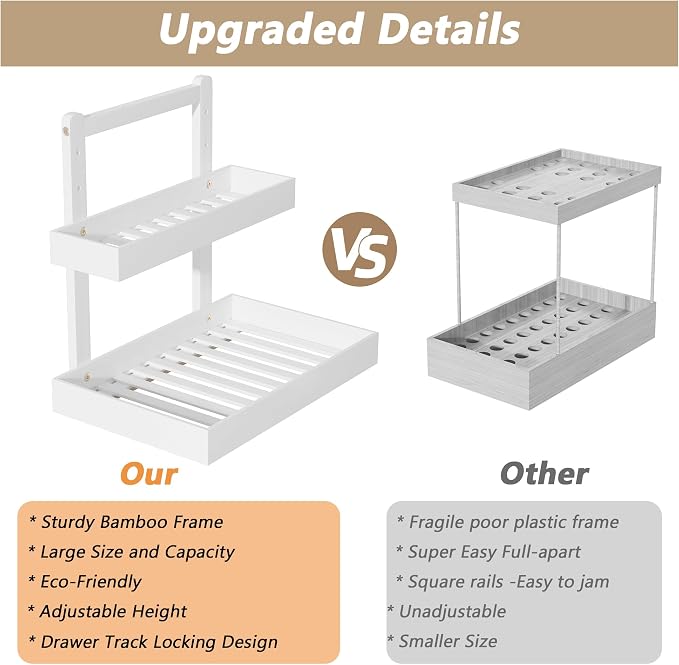 Bamboo Under Sink Storage 2 Tier Pull Out Cabinet Organizer - Image 5