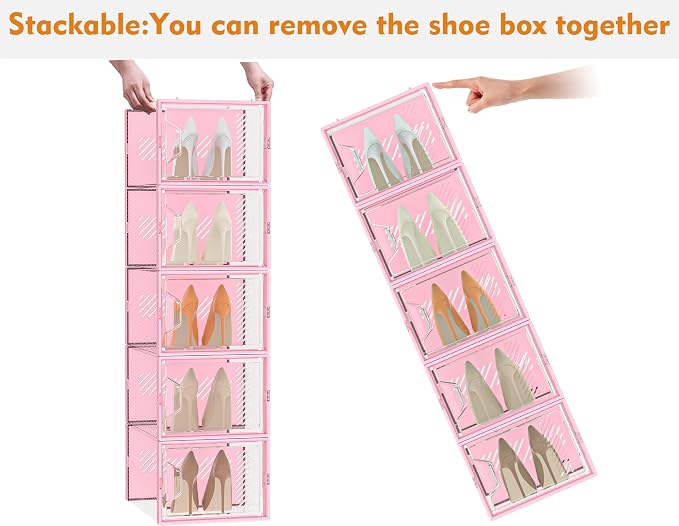 SIMPDIY XL Clear Shoe Storage Boxes, Stackable Shoe Organizer for Closet - Image 4