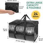 BALEINE 8-Pack Oversized Moving Bags with Reinforced Handles, Heavy-Duty Storage Tote for Clothes, Moving Supplies (Black, 8-Pack) - Image 2