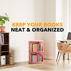 SpaceAid 2 Tier Rotating Bookshelf Tower, Spinning Bookcase Lazy Susan, Revolving 360 Book Shelf Storage Round Carousel, Vertical Rotate Turning Spiral Corner Organizer, Pink - Image 6
