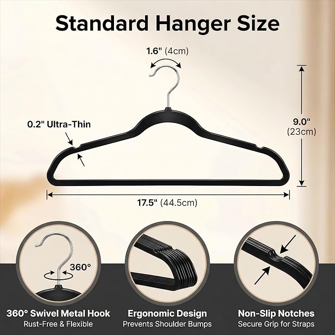 HOUSE DAY Black Plastic Hangers 20 Pack - Ultra-Thin Heavy Duty Non-Velvet - Image 7