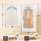 Hanging Vacuum Storage Bags with Electric Pump – 4-Pack Hanging Vacuum Seal Bags for Clothing, Space-Saving Compression Bags for Suits, Jackets, Travel Wear, Winter Coats & Outerwear - Image 2