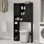 Vabches Over The Toilet Cabinet with 2 Barn Doors & Sliding Door, Black - Image 6