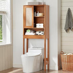 LEYAOYAO 68" Boho Over the Toilet Storage Cabinet with Rattan Sliding Door - Image 5