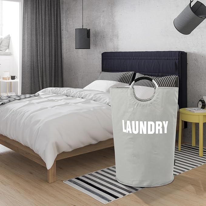 DOKEHOM 160L XX-Large Laundry Basket Bag, Collapsible Tall Hamper, Grey - Image 8