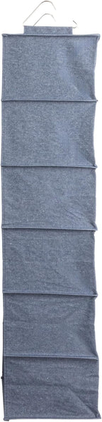 Household Essentials Hanging Cotton Blend Closet Organizer with 6 Storage Shelves, Denim - Image 7