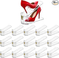 Shoe Slots Organizer,Elephant Shoe Rack Stable and Thick,Clear Shoe Stacker with 3 Adjustable Level for Sneakers Display (Transparent - Golden, 15Pack) by UniHIMO