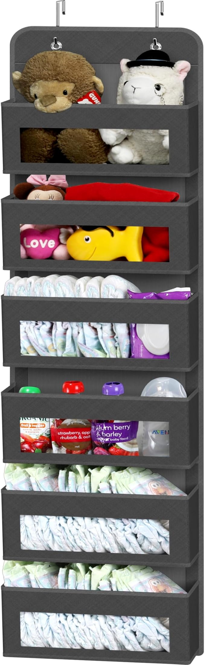 Simple Houseware 6 Clear Pocket Over Door Hanging Organizer, Dark Gray by SimpleHouseware