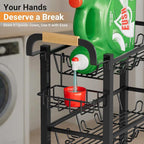 AOODA 4 Tier Laundry Room Cart with Top Detergent Holder, Pure Black - Image 3