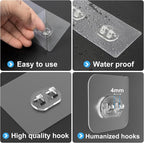 23 Pack Shower Caddy Replacement, Strong Adhesive Strips for Shelf, Waterproof Wall Hooks, No Drilling, Transparent, for Bathroom Organizer and Kitchen Racks - Image 4