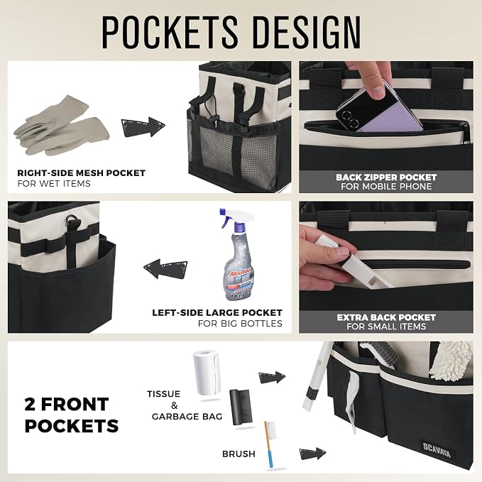 SCAVATA Compact Wearable Cleaning Caddy with Handle & Shoulder Straps - Image 2