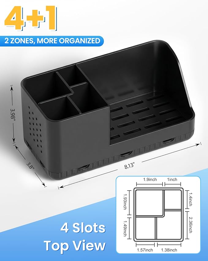 Toothbrush Holder Bathroom Counter Organizer & Storage Detachable - Image 3