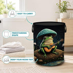 Frog Guitar Dirty Clothes Hamper,Foldable Laundry Basket with Handles,Mushroom Forest Waterproof Oxford Cloth Storage Bin for Bedroom Bathroom Nursery,16 x 20 Inch - Image 3