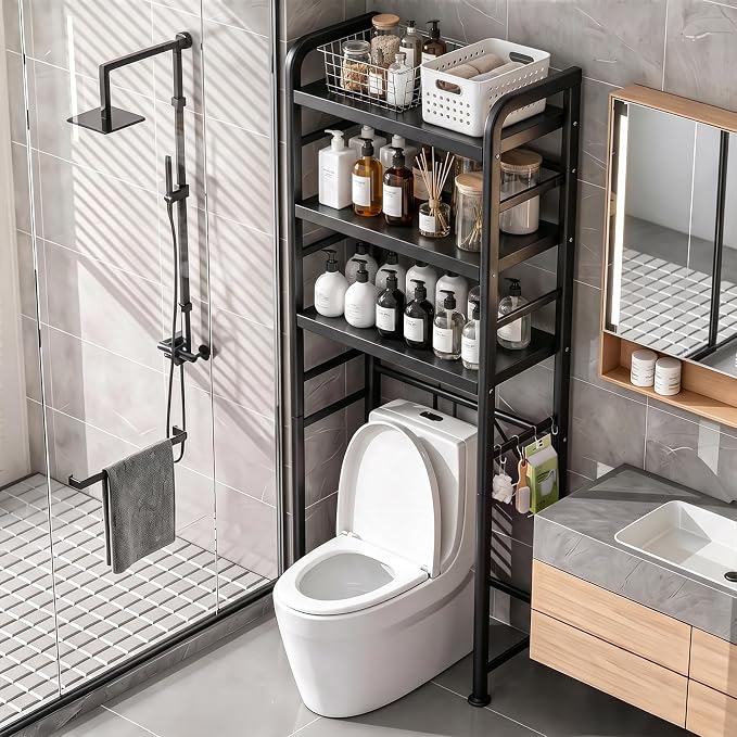 PureBox Over The Toilet Storage Rack,Heavy Duty Oval Tube Frame,21" W,Black by Unknown
