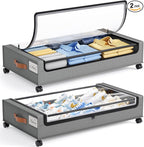 Yecaye Under Bed Storage with Wheels, 2 Pack Under Bed Storage Containers, Large Under Bed Rolling Storage with Clear Window & Label, Bedroom Storage Organizer for Clothes, Shoes, Books, Blankets by Yecaye
