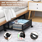 PHINOX Under Bed Storage with Wheels & Handle,Sturdy Metal,2 Pack,Black | Tool-free assembly, glide smoothly, easy reach, foldable, maxmazie low-profile beds, dorm, keep seasonal clothes, shoes fresh - Image 3