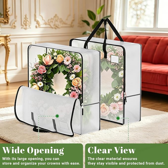93L Wreath Storage Container, Large Clear Christmas Storage Bags, 6 Pack - Image 4