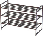 Simple Houseware 3-Tier Stackable Metal Panel Shoe Rack, Bronze by SimpleHouseware