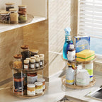 LAMU 2 Pack 2 Tier Lazy Susan Turntable Organizer 9.25'' Rotating Spice Rack Organization for Cabinet, Kitchen, Pantry, Countertop, Bathroom, Vanity, Medicine Cabinet Organizer, Amber - Image 6
