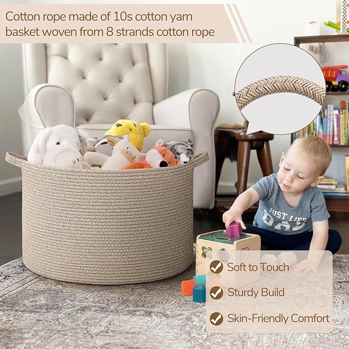 INDRESSME Large Woven Wicker Blanket Basket Living Room, 65L - Image 3