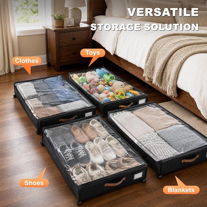 92L Extra Large Under Bed Storage with Wheels, 39.4" Extra Long Storage Box - Image 7