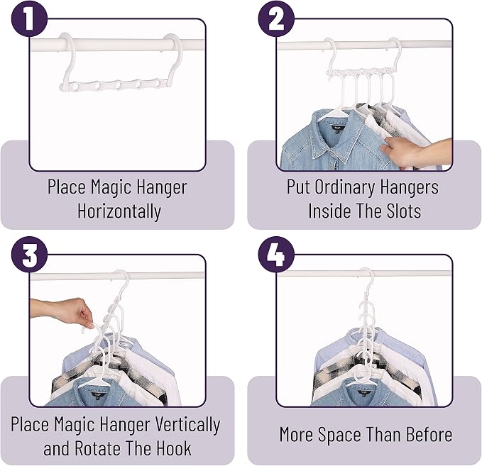 Mr. Pen- Space Saving Hangers for Clothes, 12 pcs, White, Plastic Multi Clothes Hangers Space Saving, 5 Slots, 360° Rotating Hooks - Image 5