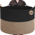 INDRESSME 115L Extra Large Woven Rope Blanket Basket Living Room, Mix Black by INDRESSME
